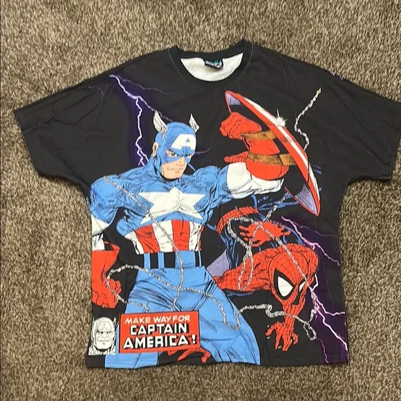 Marvel Bootleg Captain America & Spiderman AOP size XXL lightly used - Picture 1 of 5